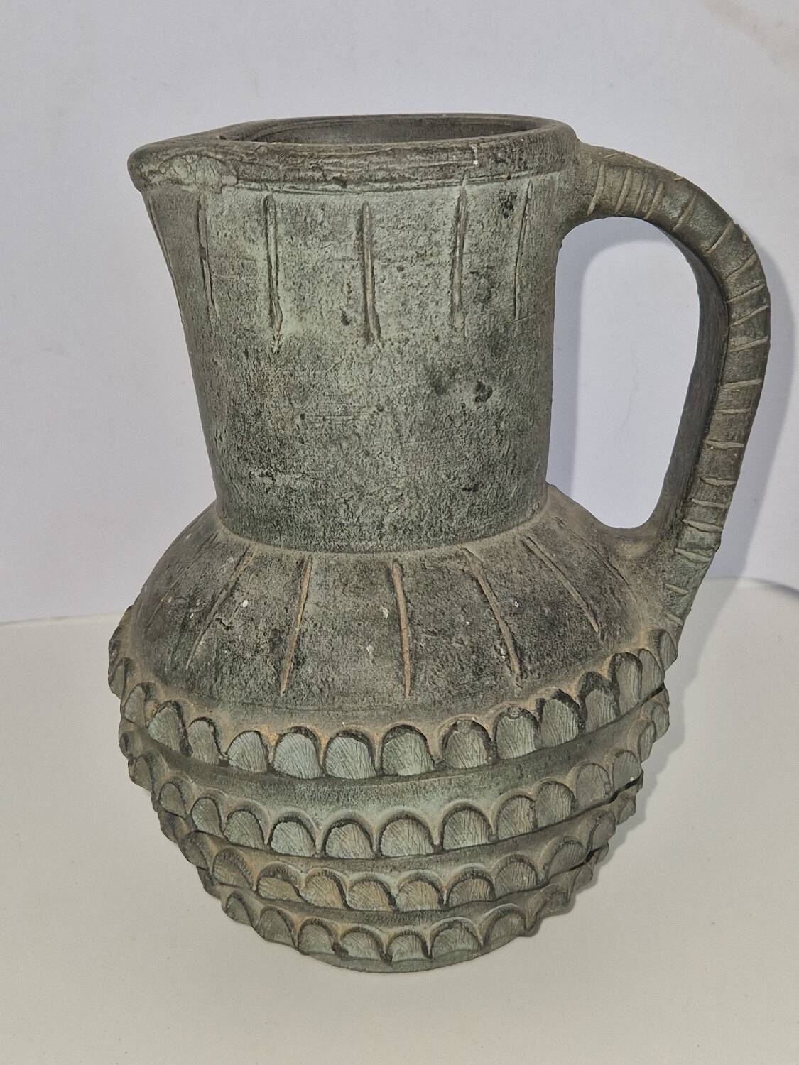 Vintage terracotta vase pitcher from the Parthenon factory, Spain.