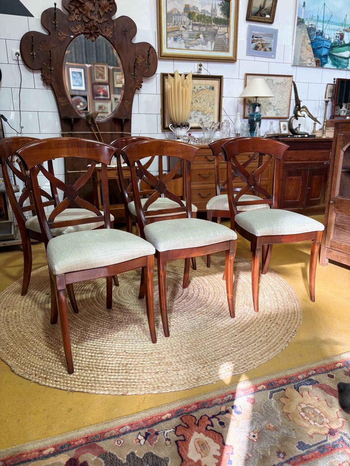 Set of 6 cherry wood chairs