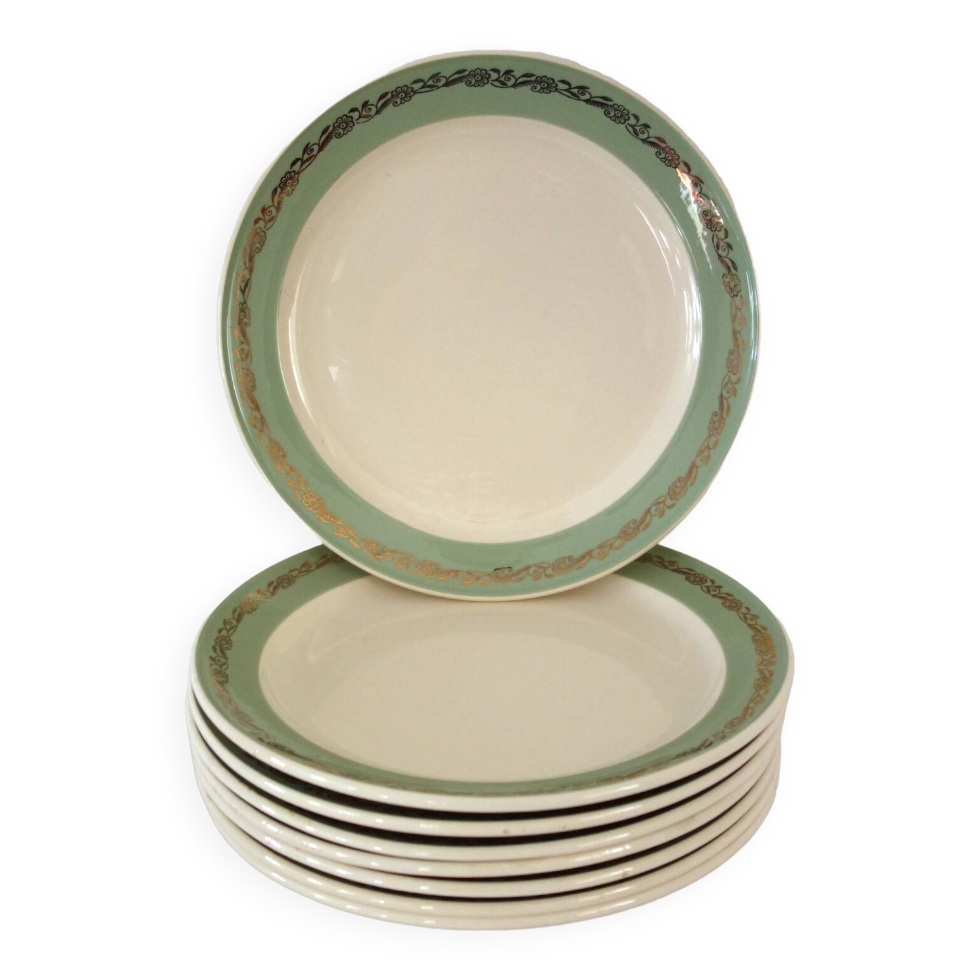 Set of 8 Villeroy and Boch flat plates, vintage Mettlach