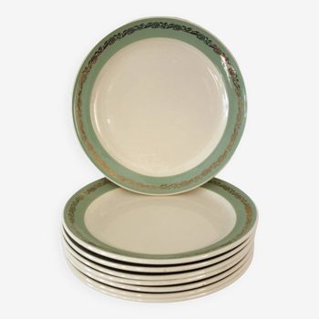Set of 8 Villeroy and Boch flat plates, vintage Mettlach