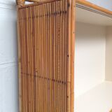 Bookcase shelf in bamboo and vintage rattan