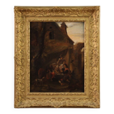 18th century Flemish painting on panel, card players