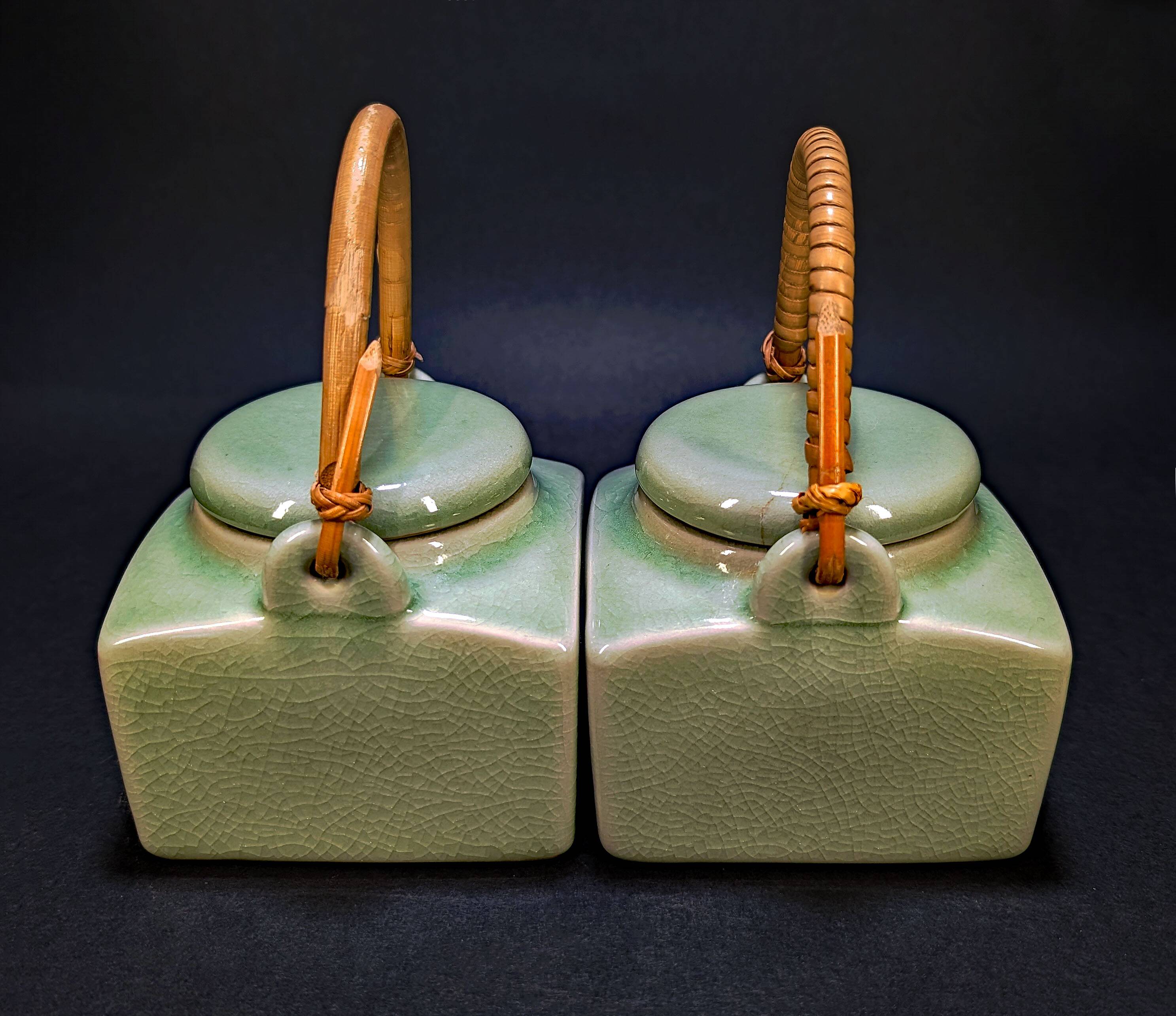 Pair of Thai celadon teapots, Chiang Mai 90s