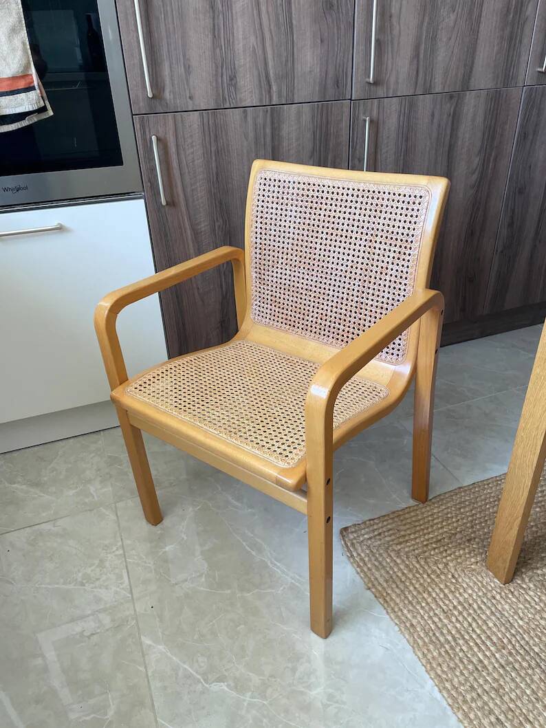 Vintage cane armchair – Pietro Olivo style / 70s-80s