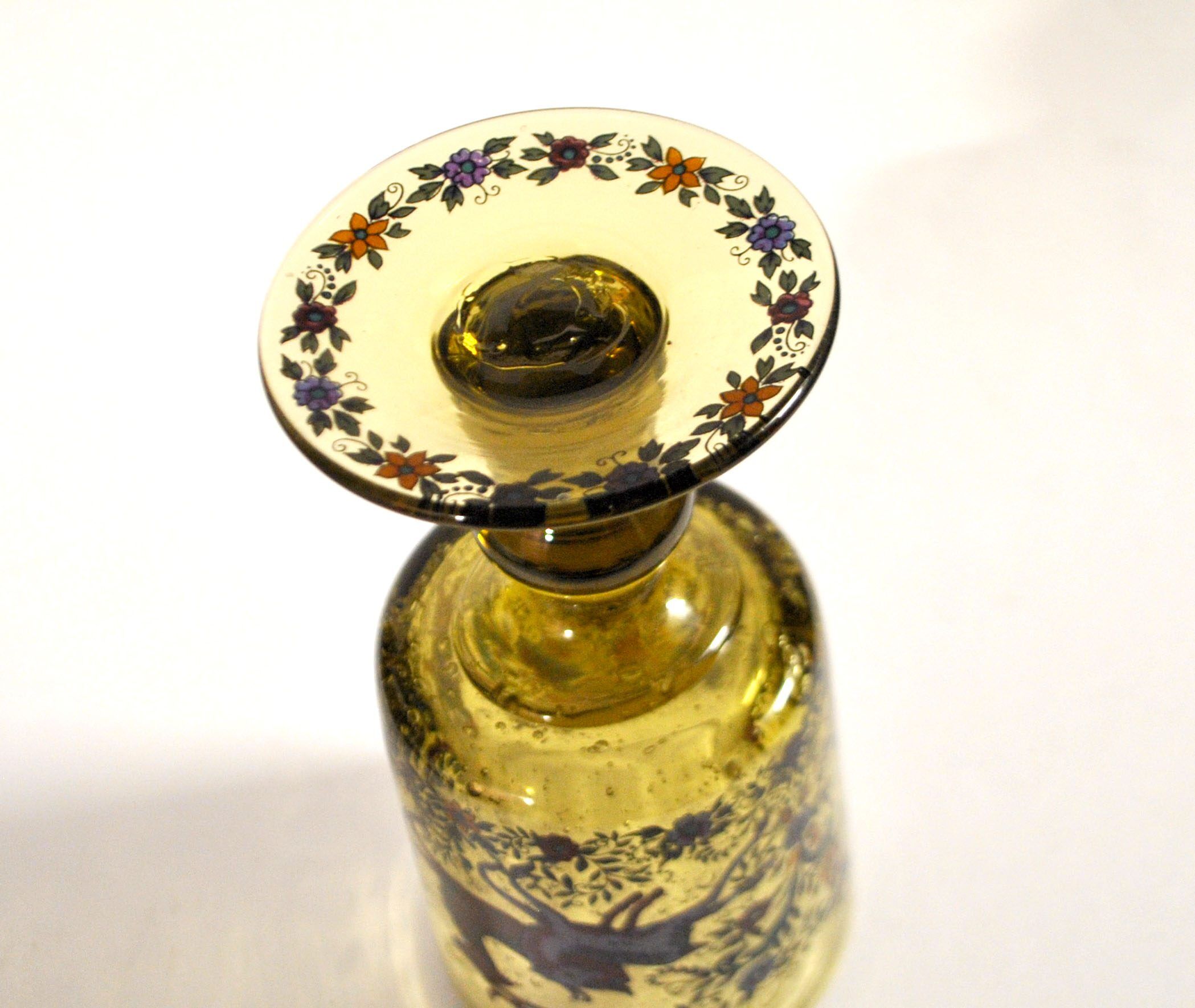 Roemer glass in bubble glass, enamelled, hunter Alfred TAUBE VOHENSTRAUSS Germany