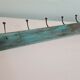Wooden school coat rack with cast iron hooks