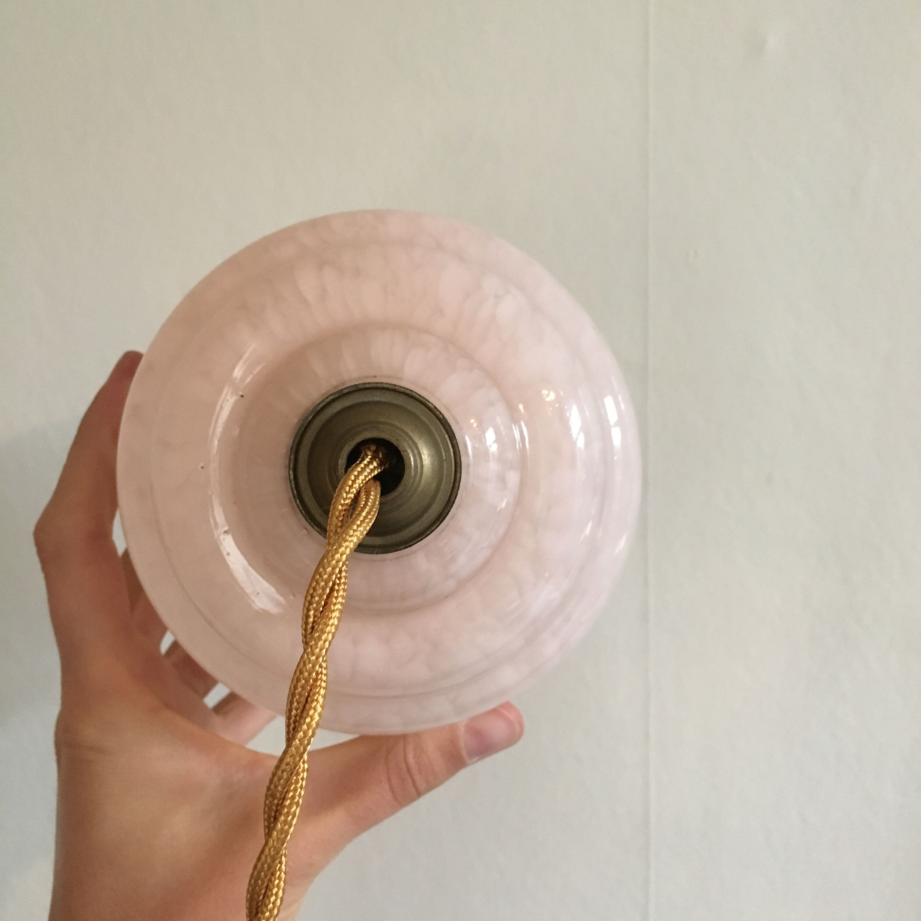 Pink Clichy glass globe hanging lamp