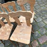 Set of 6 mountain chairs in fir folk art