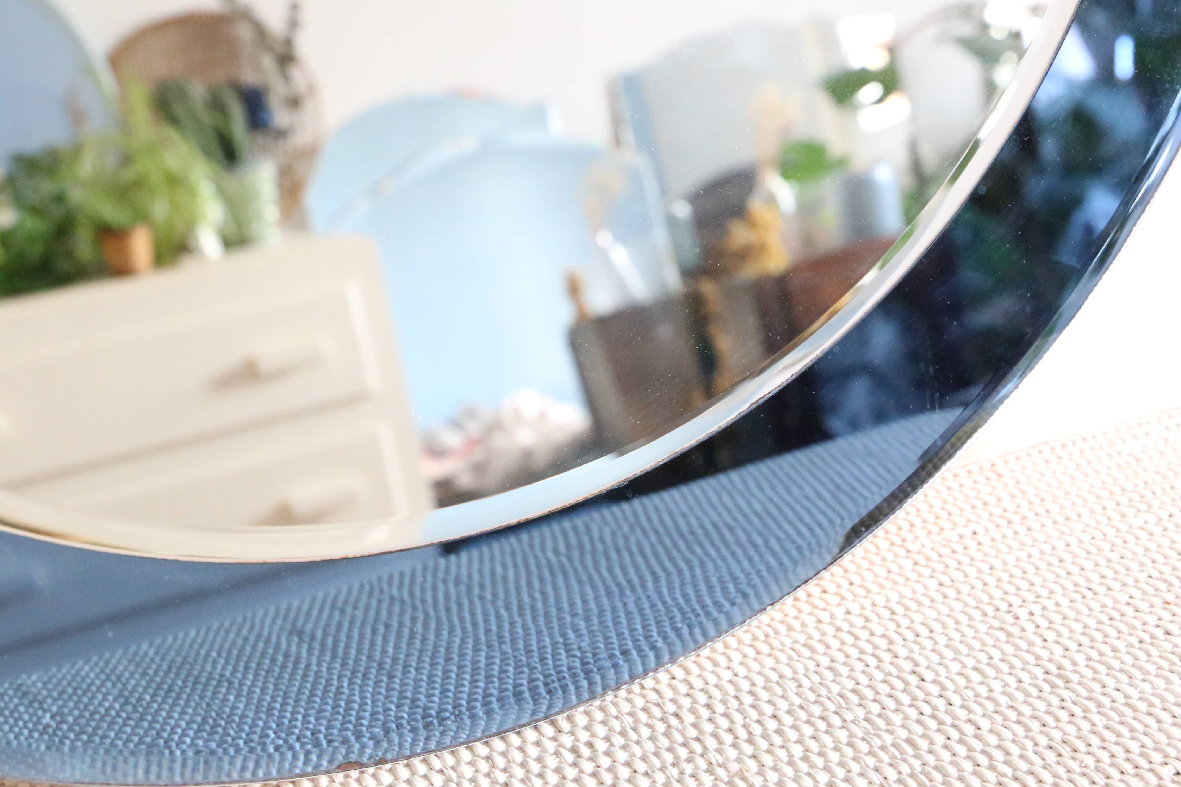 Cobalt blue mirror, Italian design, circa 1970