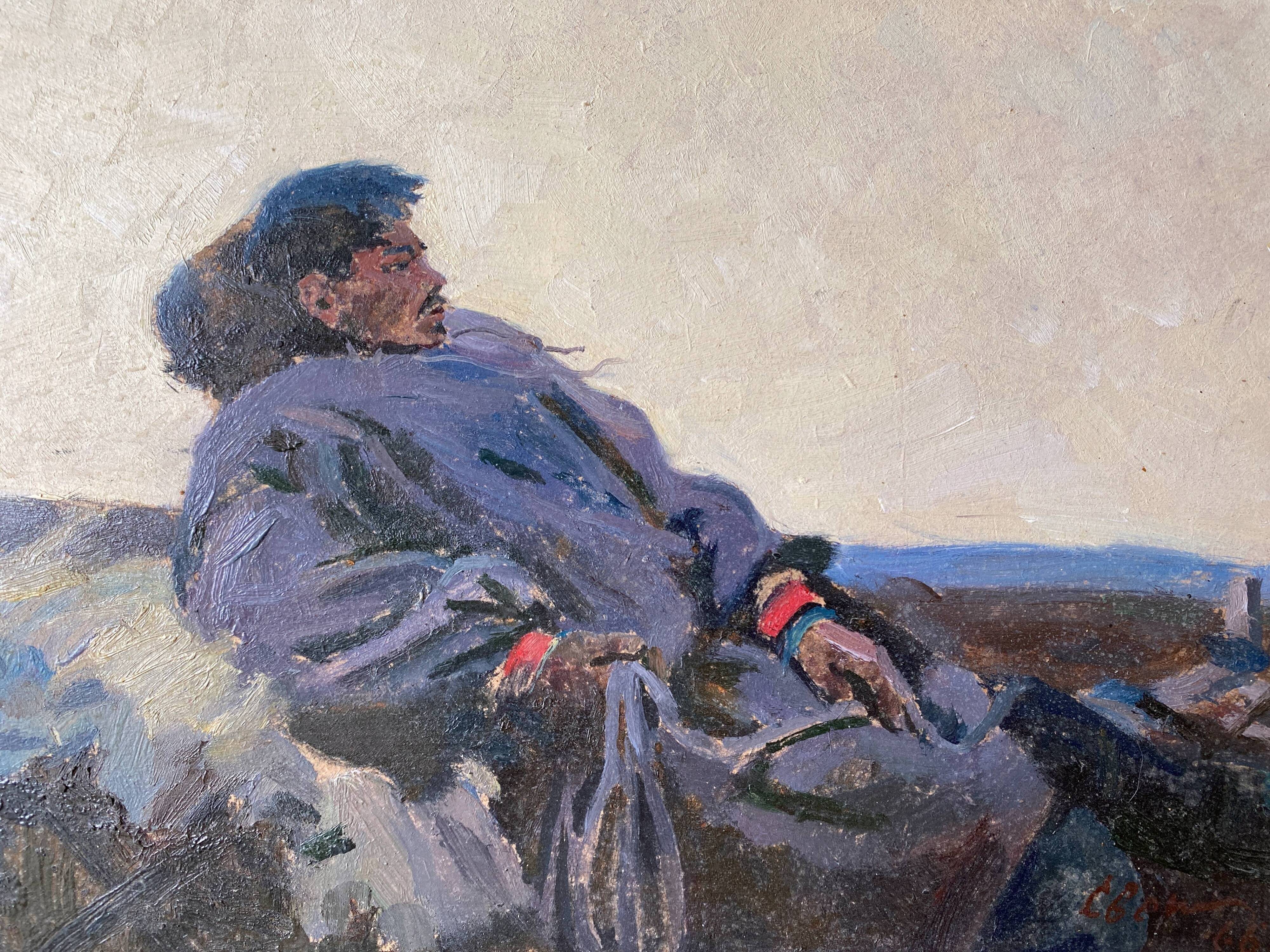 Painting HSP Samouchine (kyiv church) "The Mongol" St Petersburg 1966 Russian