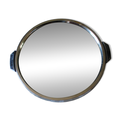 Plateau miroir rond métal poignées