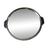 Plateau miroir rond métal poignées