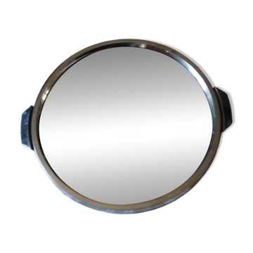 Round metal mirror tray with handles