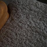 Chaise Brutaliste en Tronc Massif & Assise en Laine D'Agneau, Moderne Du Milieu Du Siècle Suédois, Années 1960