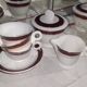 Vintage coffee service for 3 people in cream white with gold burgundy edging