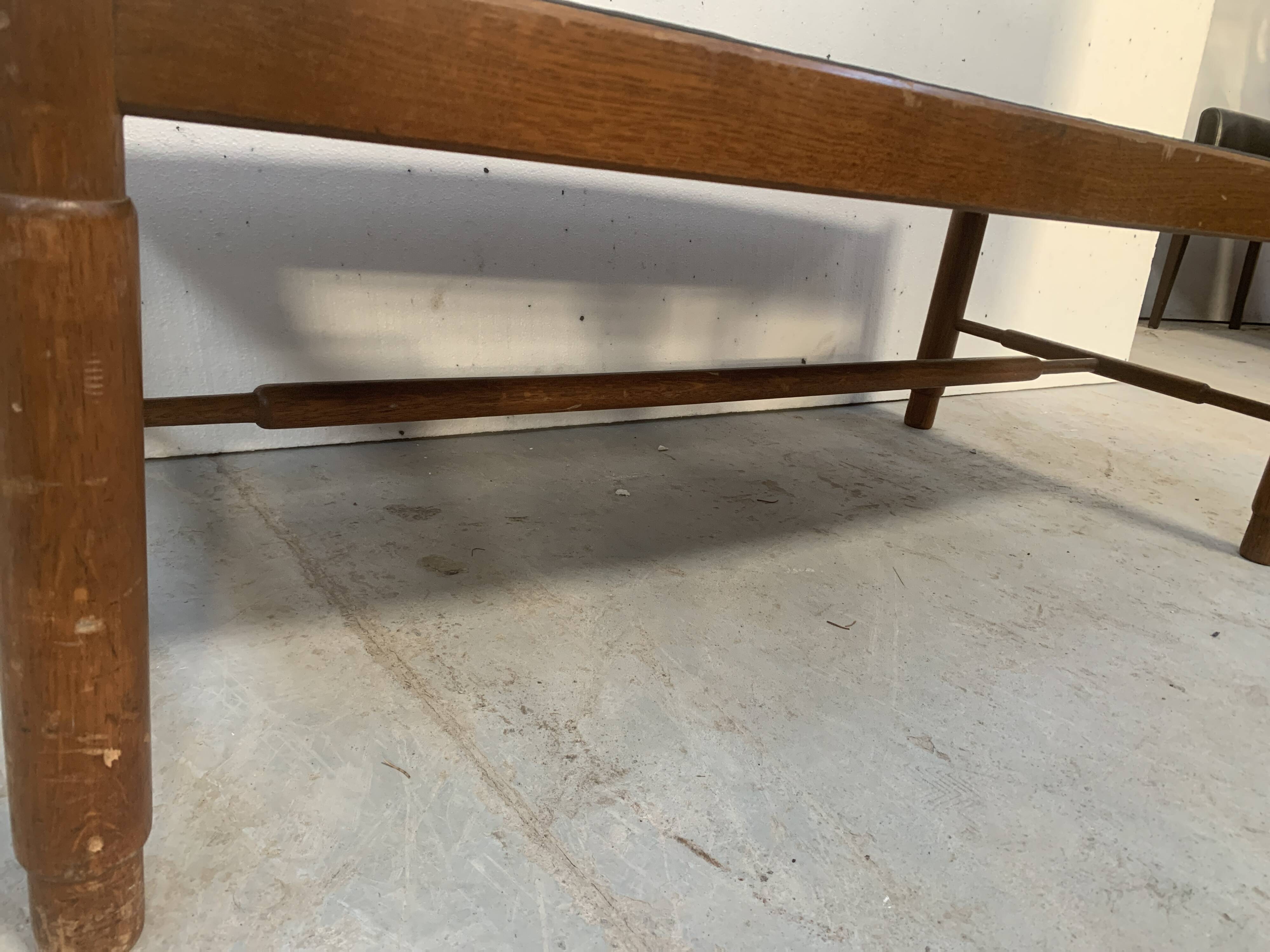 20th century oak coffee table with slate top