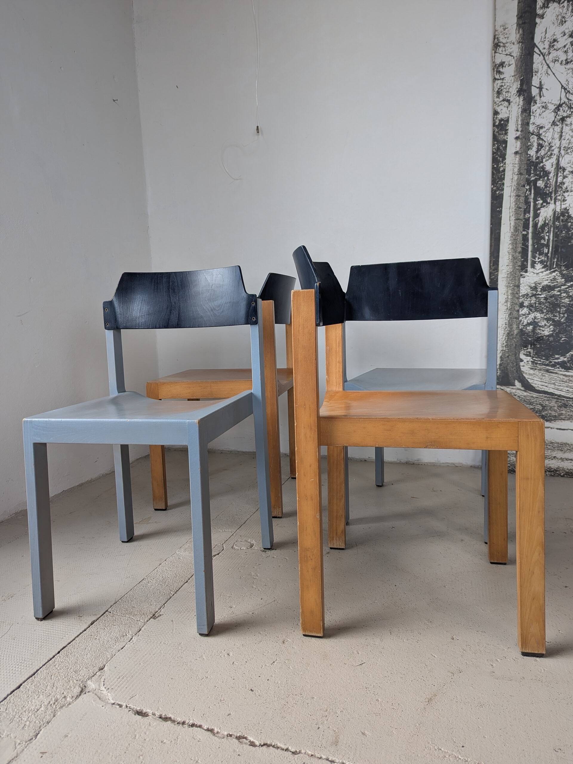 Set of 4 stackable chairs by Rainer Schell