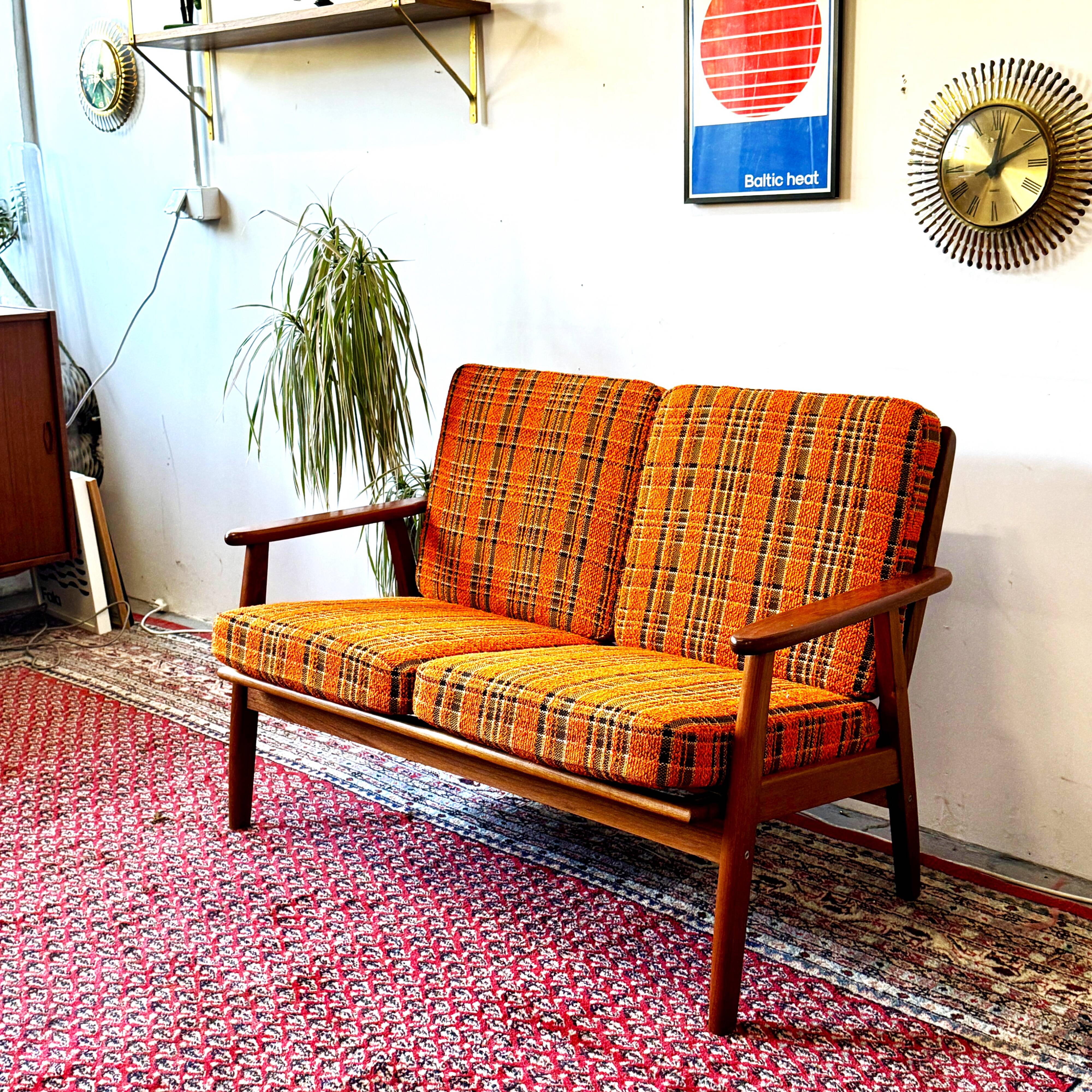 Teak and wool sofa, Denmark 60s/70s, vintage, mid-c modern