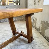 Aranjou farmhouse table in blond elm, 1950s