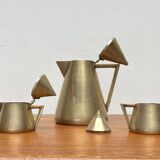 Metal Art Deco teapot, sugar bowl, milk jug, 1960s, set of 3