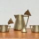 Metal Art Deco teapot, sugar bowl, milk jug, 1960s, set of 3
