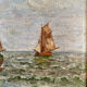 Ancient painting, Marine, signed 20th century
