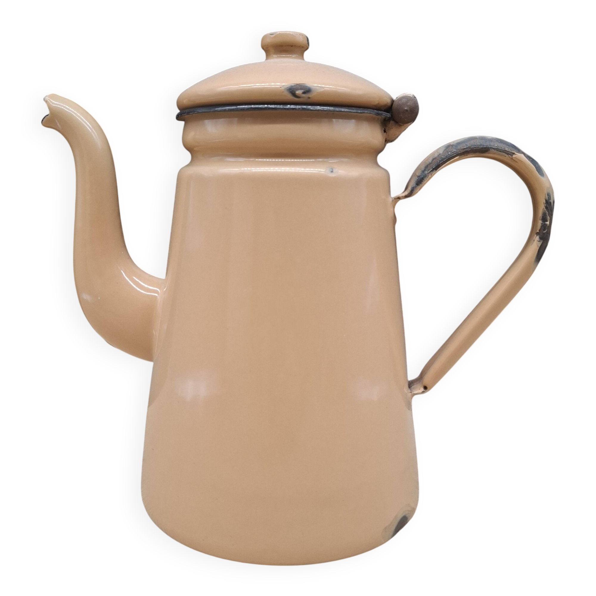 Beige enamel coffee pot