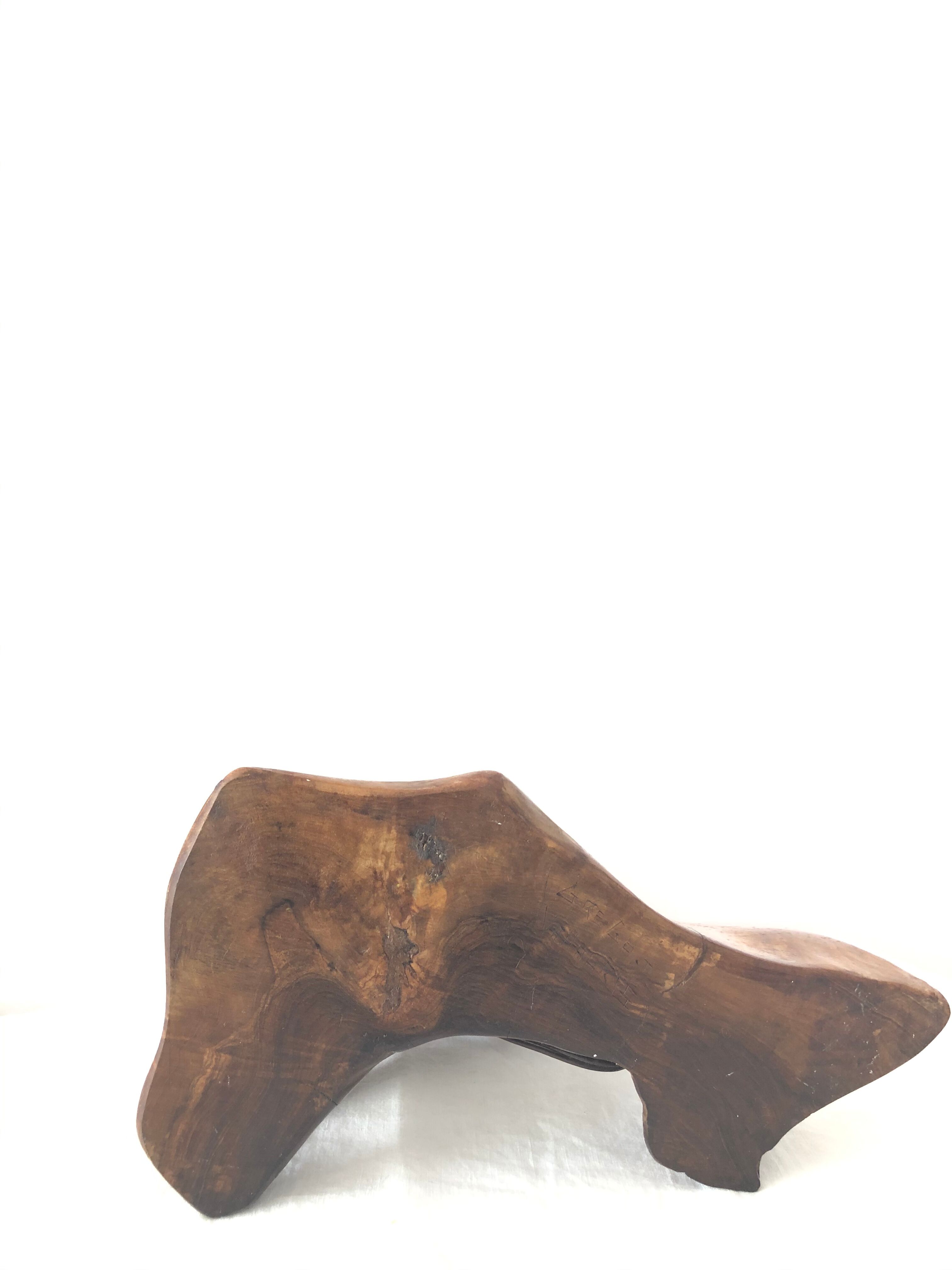 50s/60s olive wood brutalist lamp foot