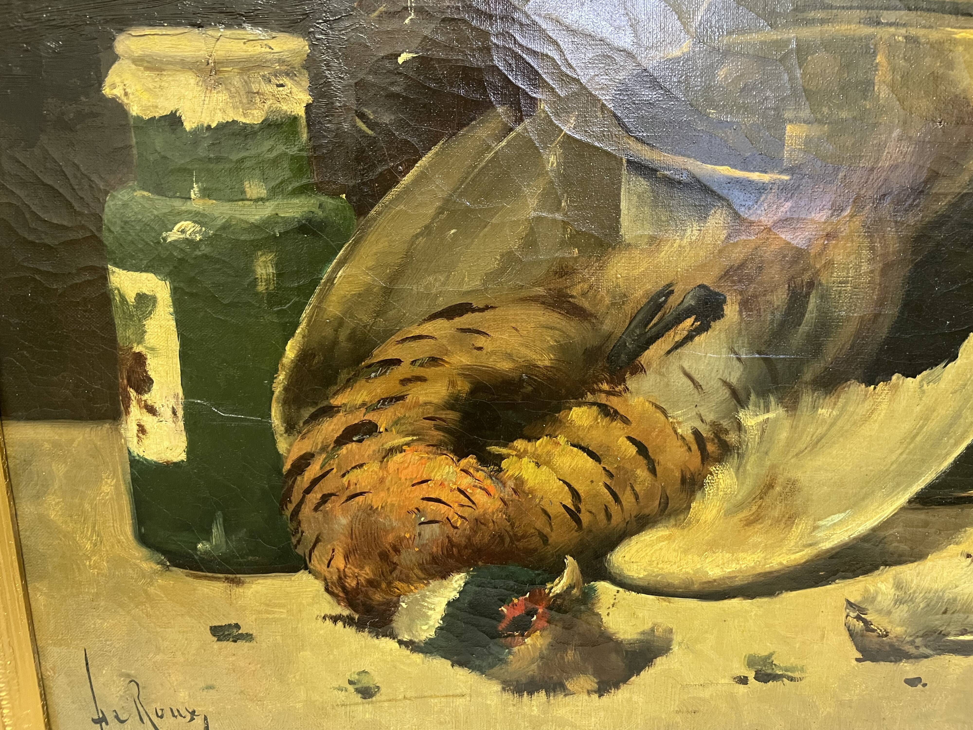 Painting still life Pheasant and Sparrow - Le ROUX