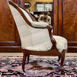 Napoleon III bergère in mahogany from the late 19th century to be reupholstered.