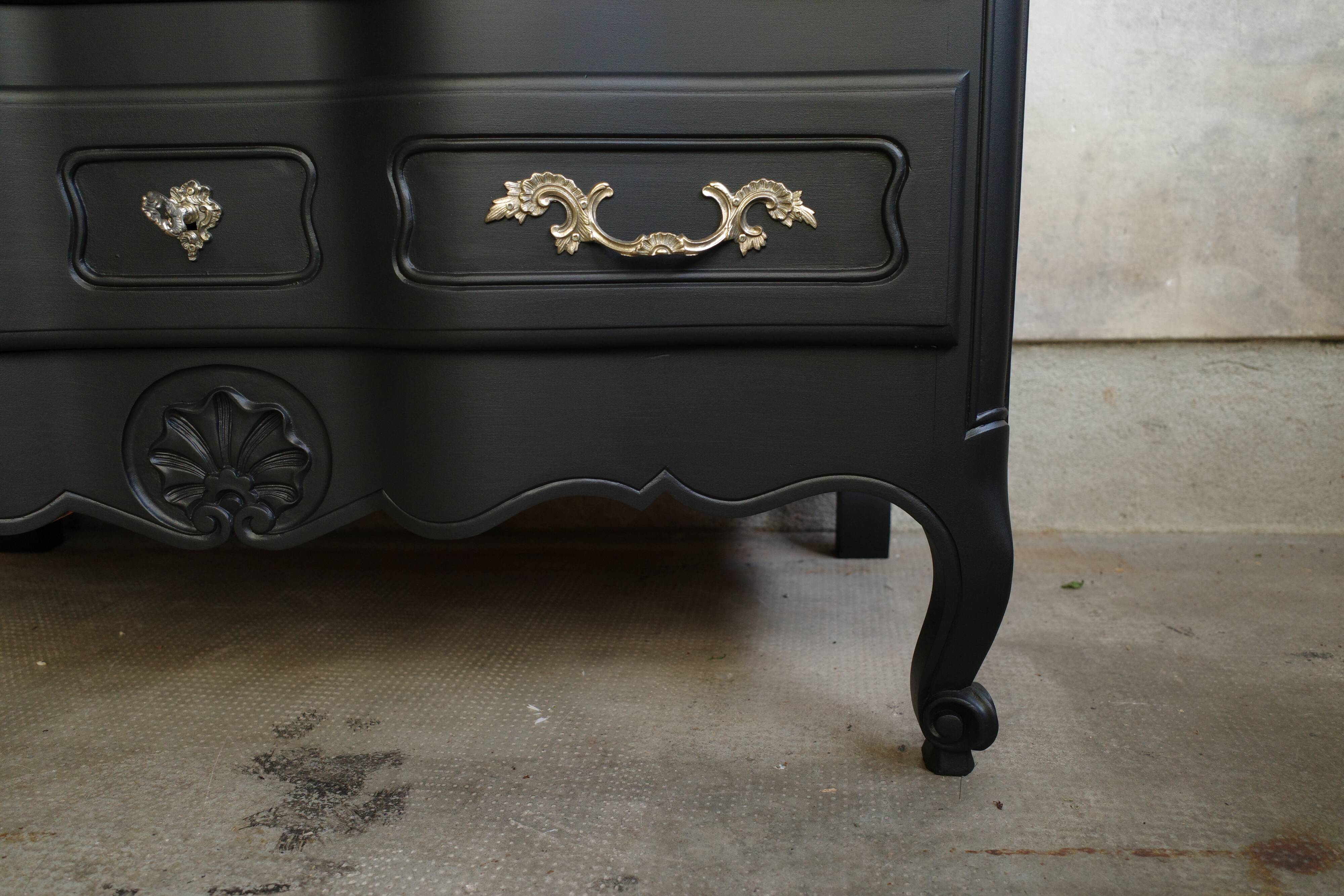 Revamped vintage black chest of drawers