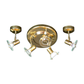 Late 20th Century Modern Full Brass Sconces and Flush Mount by Fase - 3 Piece Set