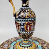 Ewer and its basin, in Gien earthenware, Renaissance model, 20th century.