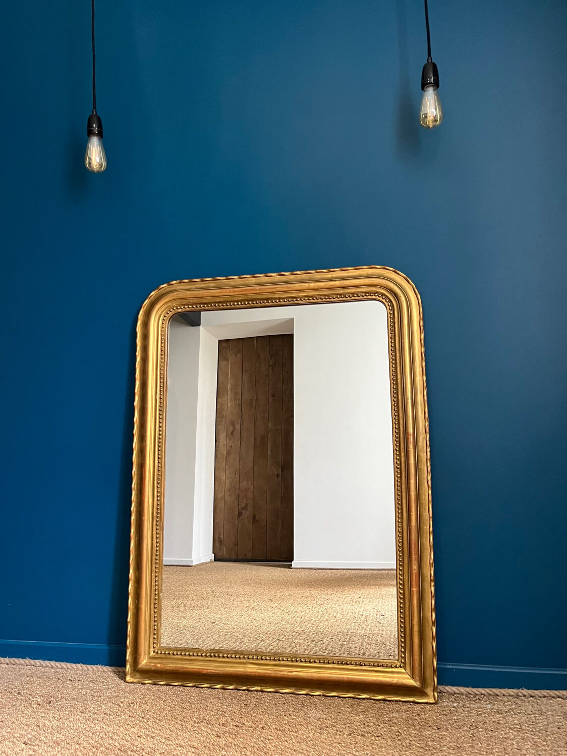 Old mirror 114cm/84cm Louis-Philippe beaded