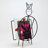 Mid-century cat-shaped magazine or record holder, iron, Italy, 1950s.