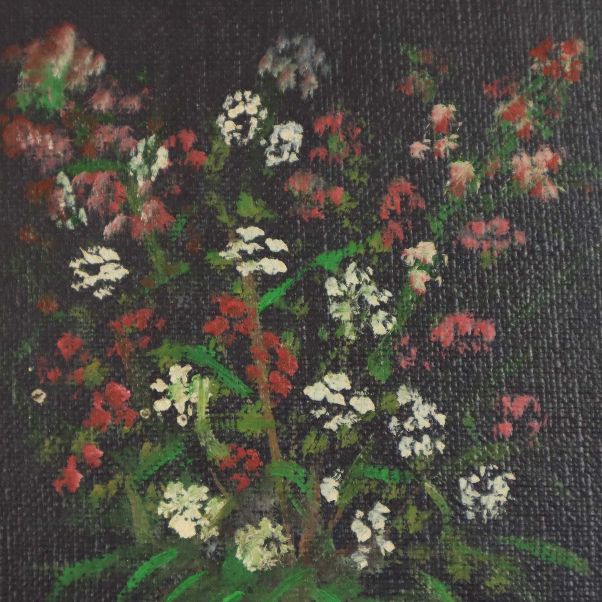 Small Still Life Flowers in a Vase Painting Marcel David 1980