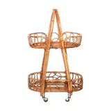 Rattan and bamboo trolley on wheels, 1950s
