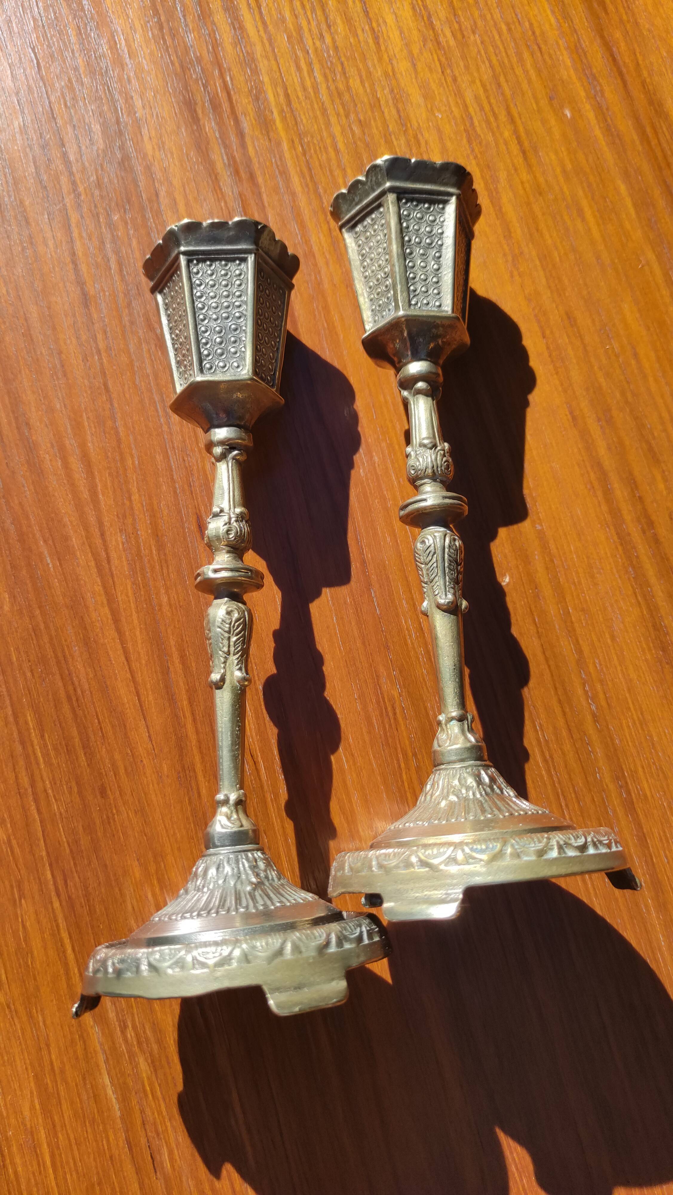Vintage gilded brass candlesticks
