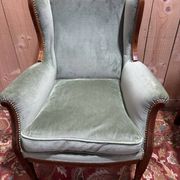Pair of Louis XVI style wingback armchairs