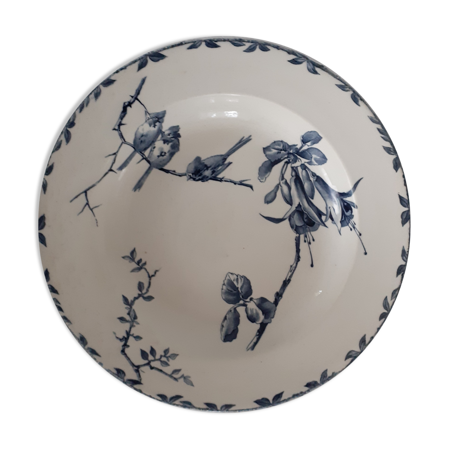 Assiette faience ancienne H B & Cie choisy le roy modèle Oxford décor oiseau  bleu