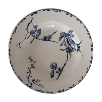 Plate faience old H B & Cie choisy the king model Oxford decoration blue bird