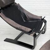 Chaise longue kroken, années 1970, design suédois par ake fribyter pour nelo, état d'origine.