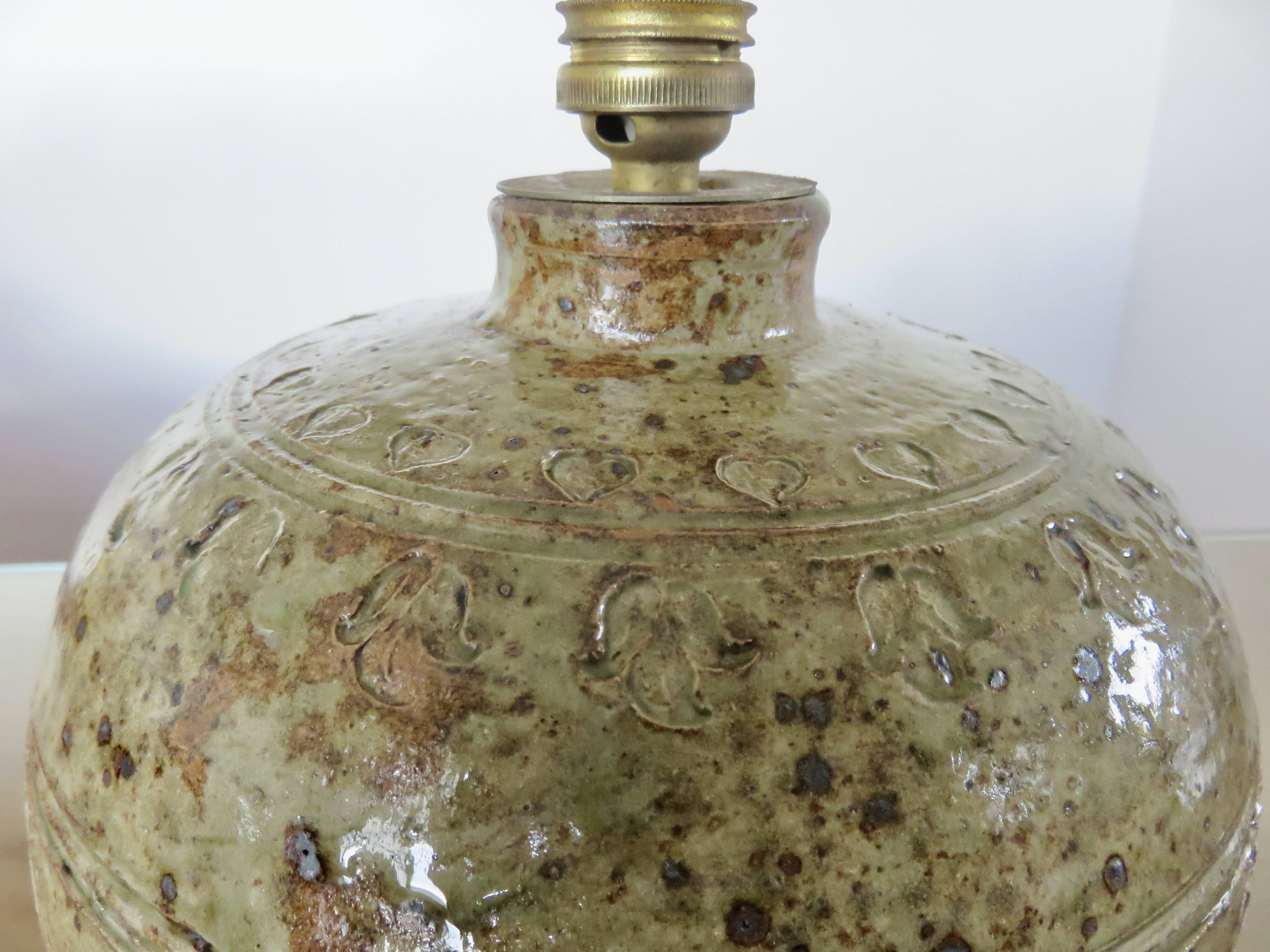 Stoneware lamp signed, around 1960