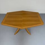 Antique octagonal solid wood extendable table, Girsberger design