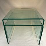Set 2 glass nesting tables 1980