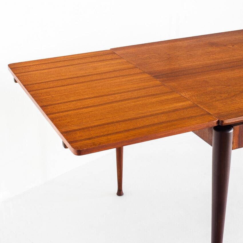 Scandinavian style teak table with two extensions. Vintage. France, 1960s