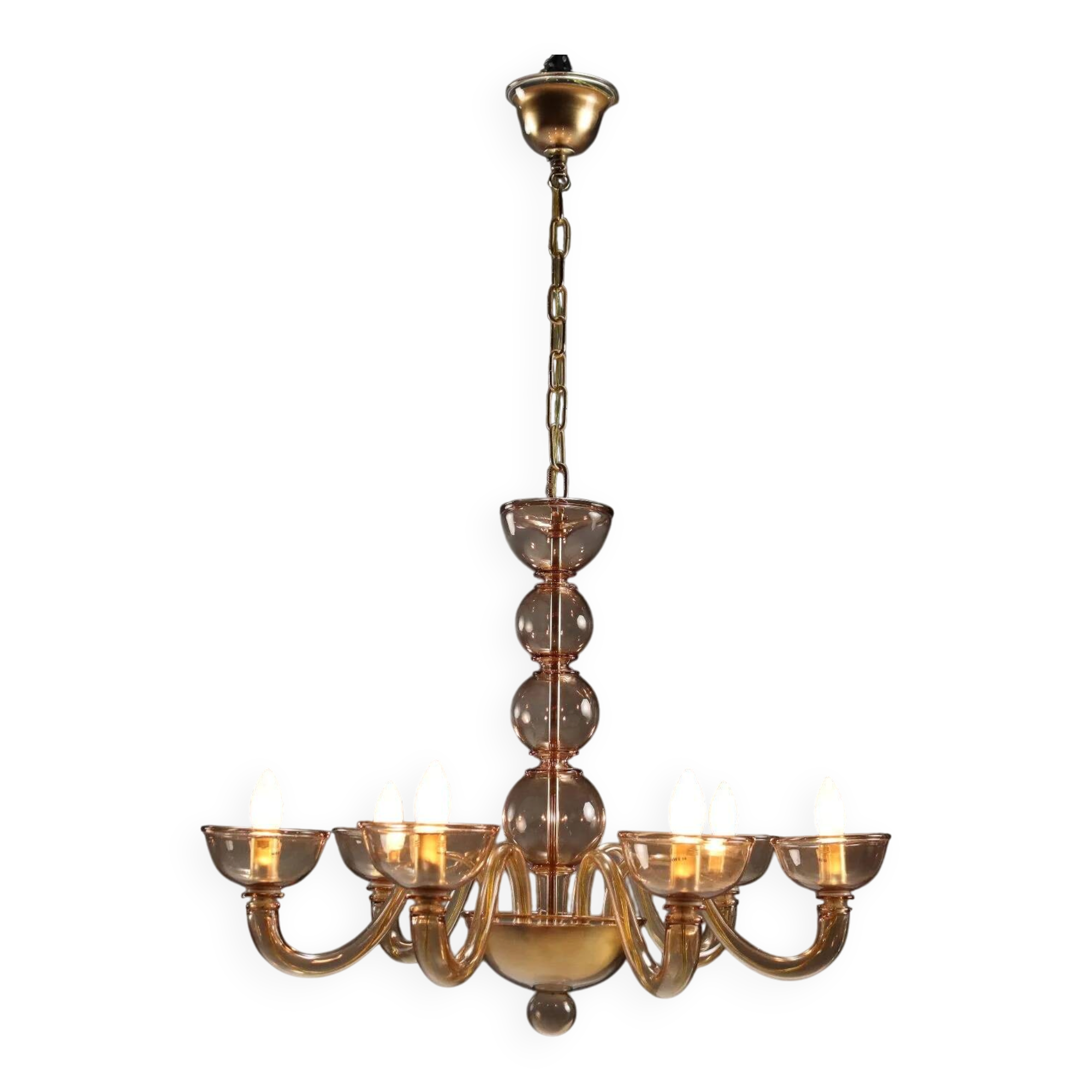 Venetian blown glass chandelier - Mid-20th century Murano