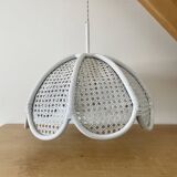 Vintage lampshade suspension in natural material, rattan and cane
