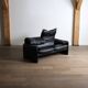Cassina Maralunga Two Seater Sofa In Black Leather By Vico Magistretti 1970
