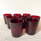 Vintage water glasses in tinted glass